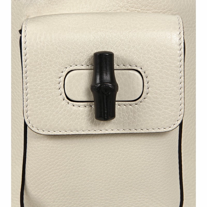 Gucci White leather bamboo sac backpack