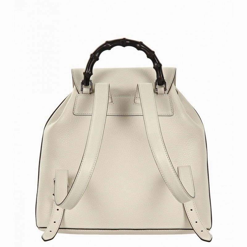 Gucci White leather bamboo sac backpack