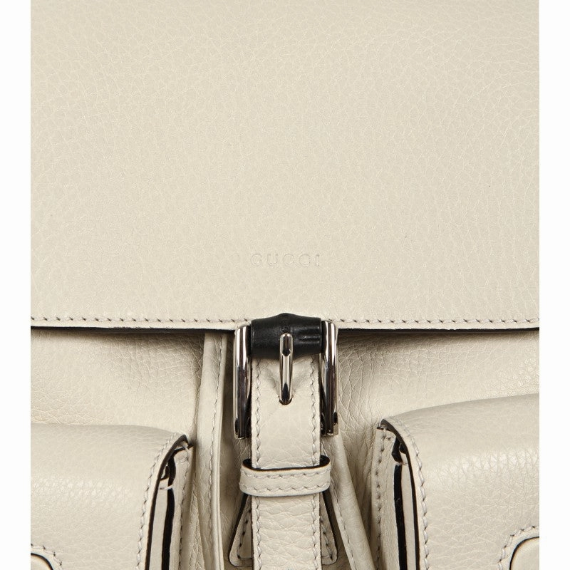 Gucci White leather bamboo sac backpack