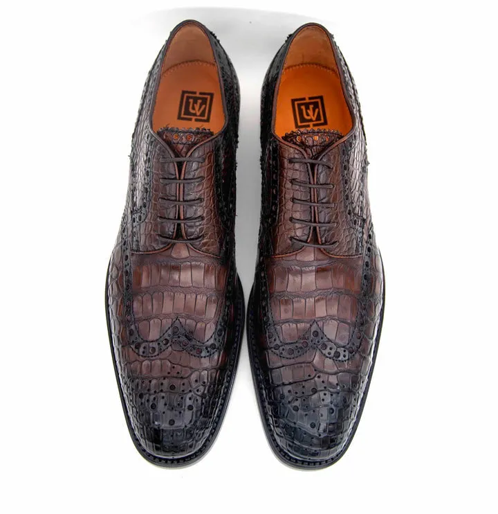 Chaussures à lacets H and H Alligator - Marron