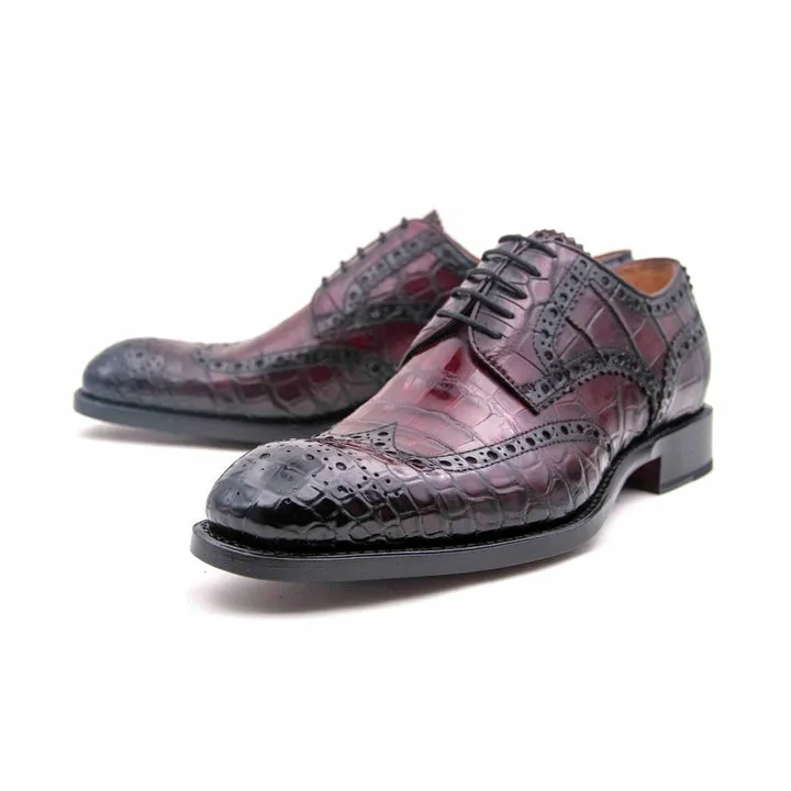 Chaussures à lacets H and H Alligator - Bordeau
