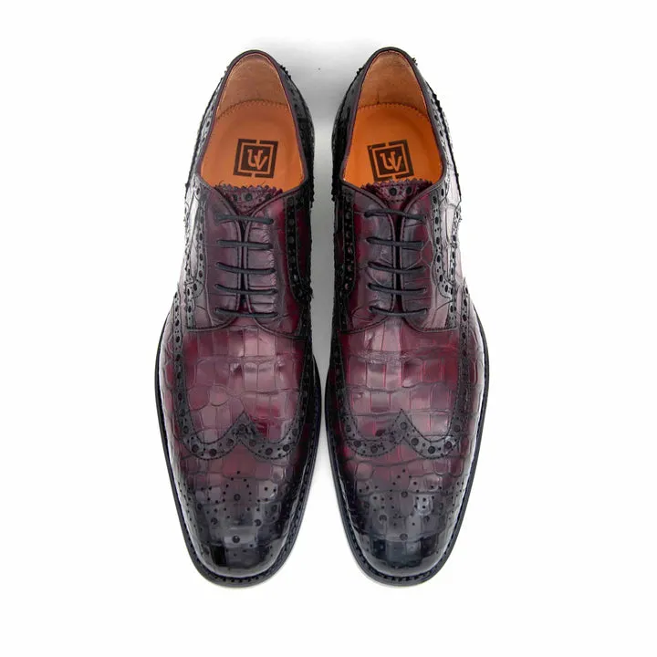 Chaussures à lacets H and H Alligator - Bordeau