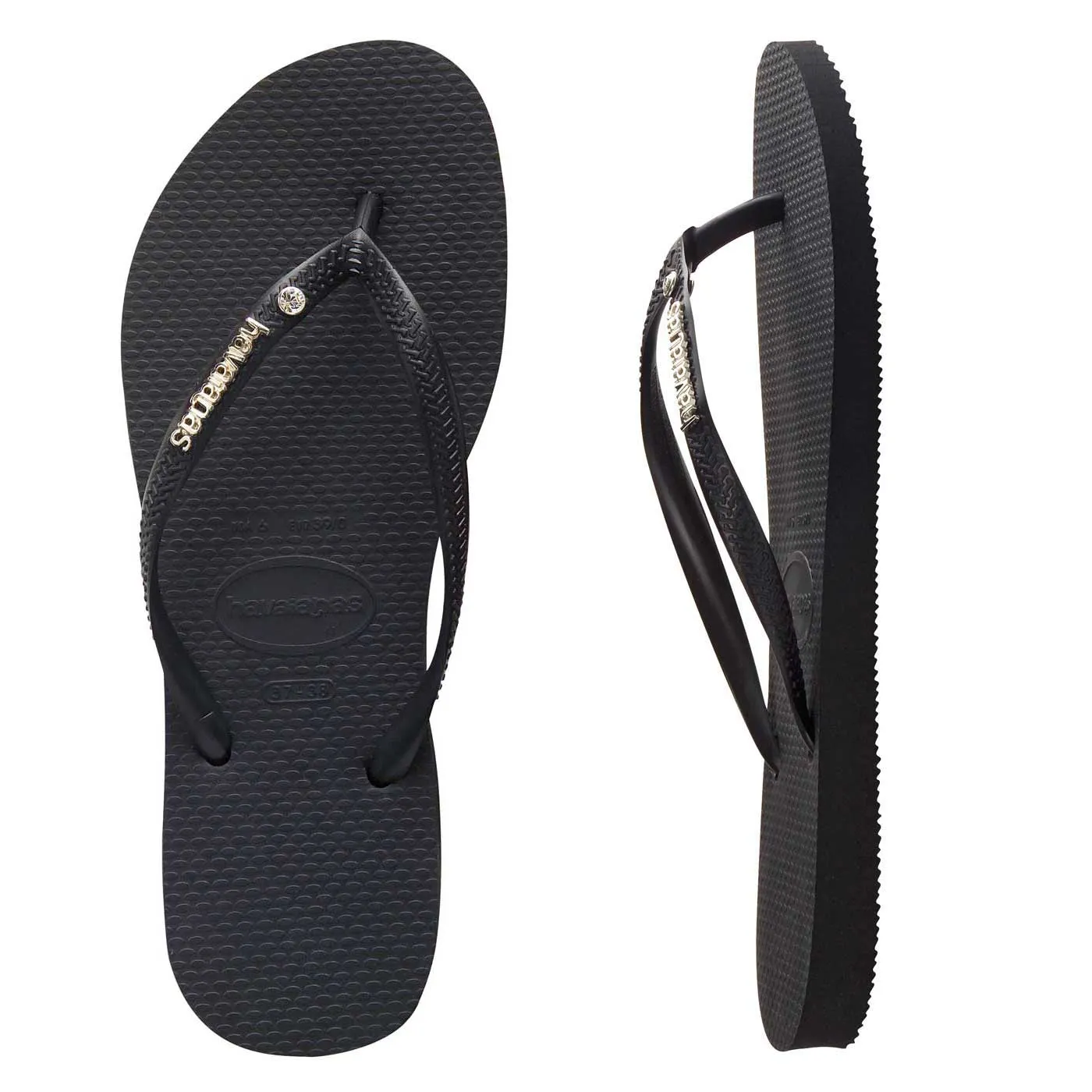 Havaianas Slim Metal Logo Crystal Tong Shoes_Havaianas