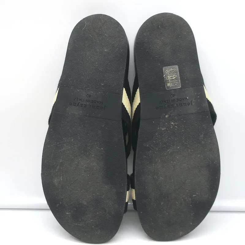 Sandales croisées en toile rayée Jenni Kayne Noir/Crème Taille 40 Slides plates