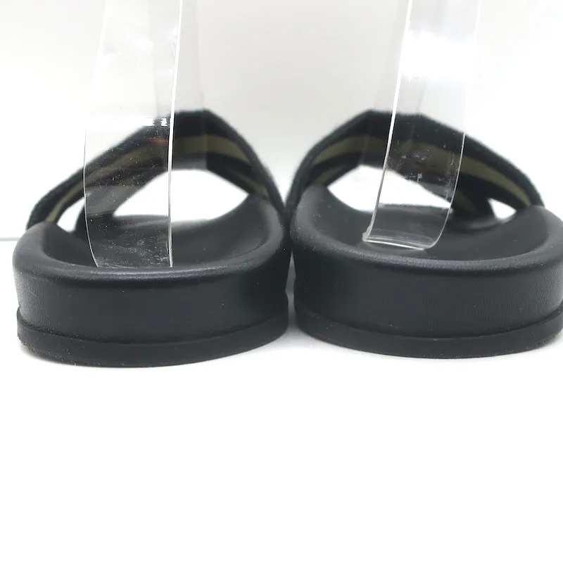 Sandales croisées en toile rayée Jenni Kayne Noir/Crème Taille 40 Slides plates