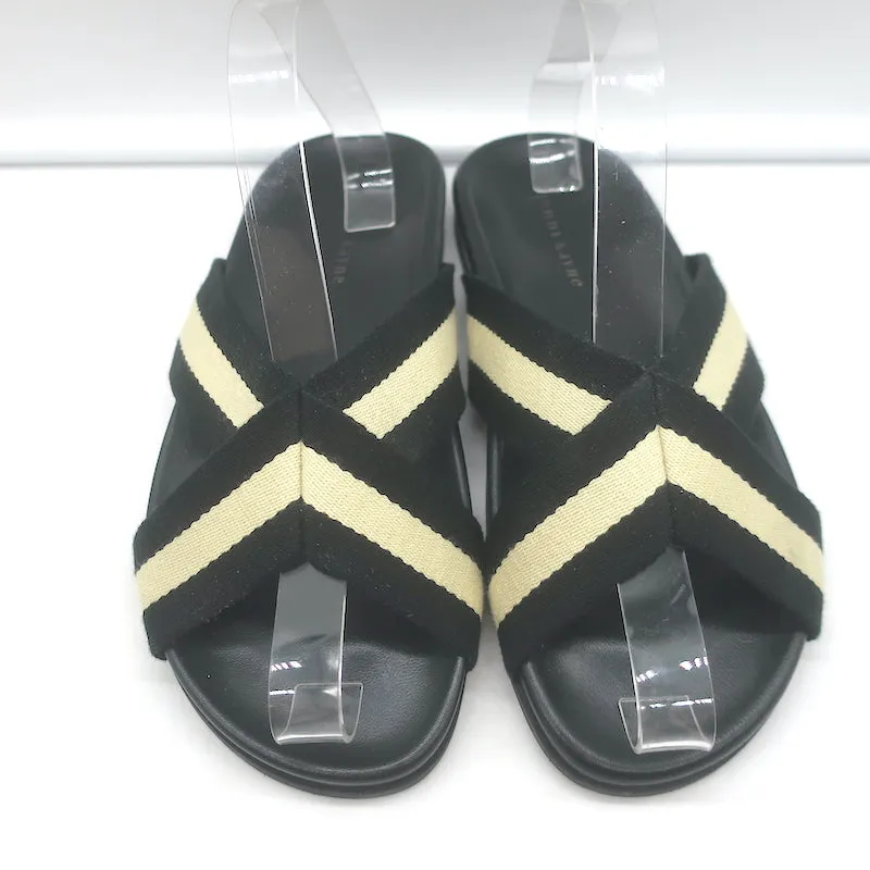 Sandales croisées en toile rayée Jenni Kayne Noir/Crème Taille 40 Slides plates