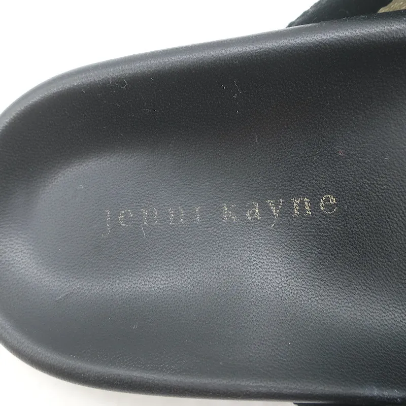 Sandales croisées en toile rayée Jenni Kayne Noir/Crème Taille 40 Slides plates