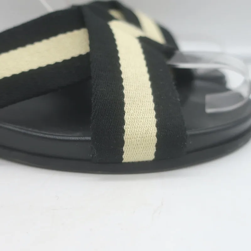 Sandales croisées en toile rayée Jenni Kayne Noir/Crème Taille 40 Slides plates