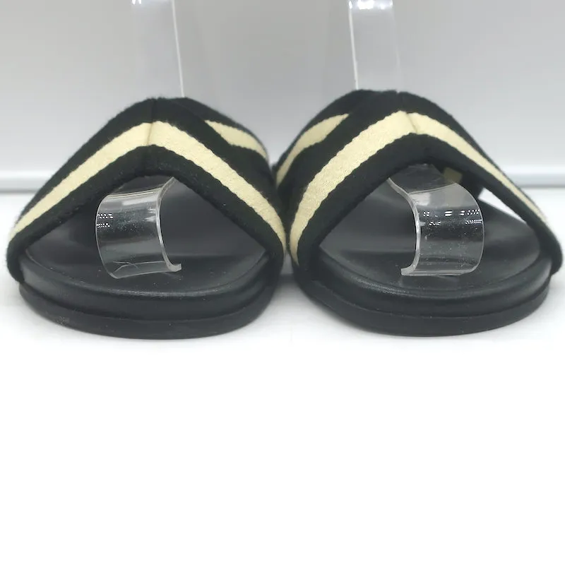 Sandales croisées en toile rayée Jenni Kayne Noir/Crème Taille 40 Slides plates