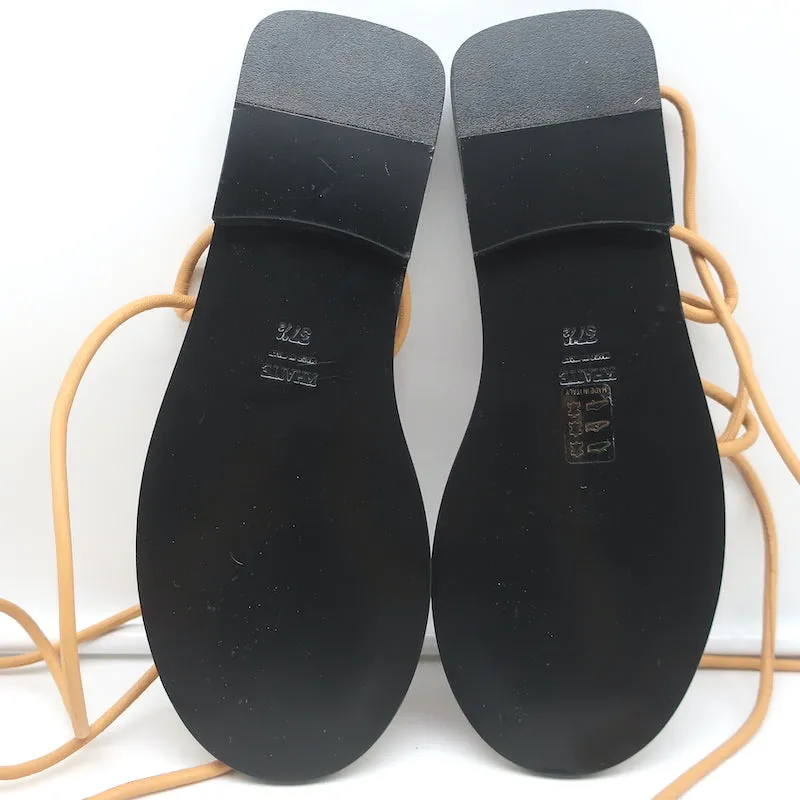 Sandales plates Khaite Lyon à lacets en cuir nude taille 37.5 NEUVES