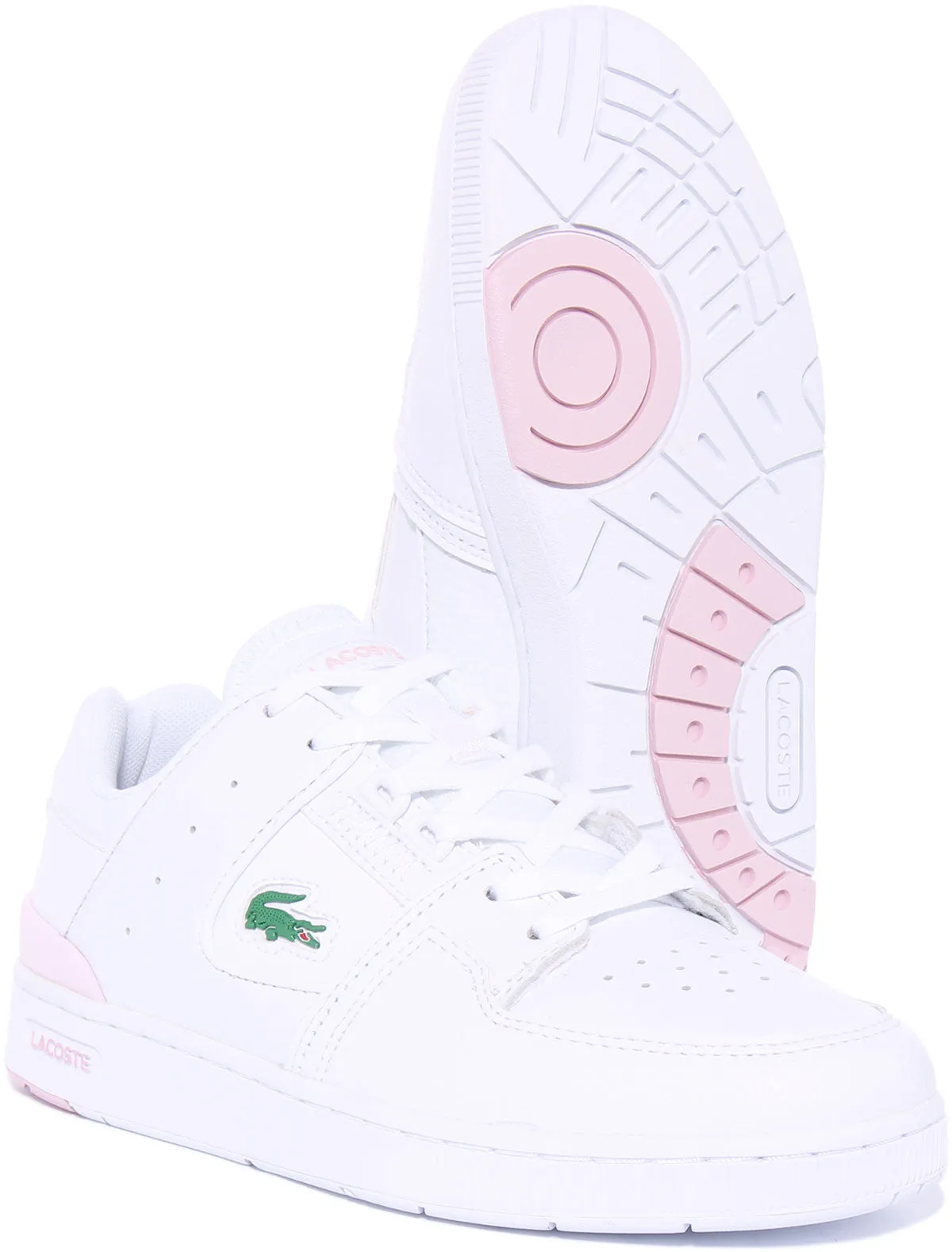 Chaussures Lacoste Court Cage en Blanc Rose pour Femmes