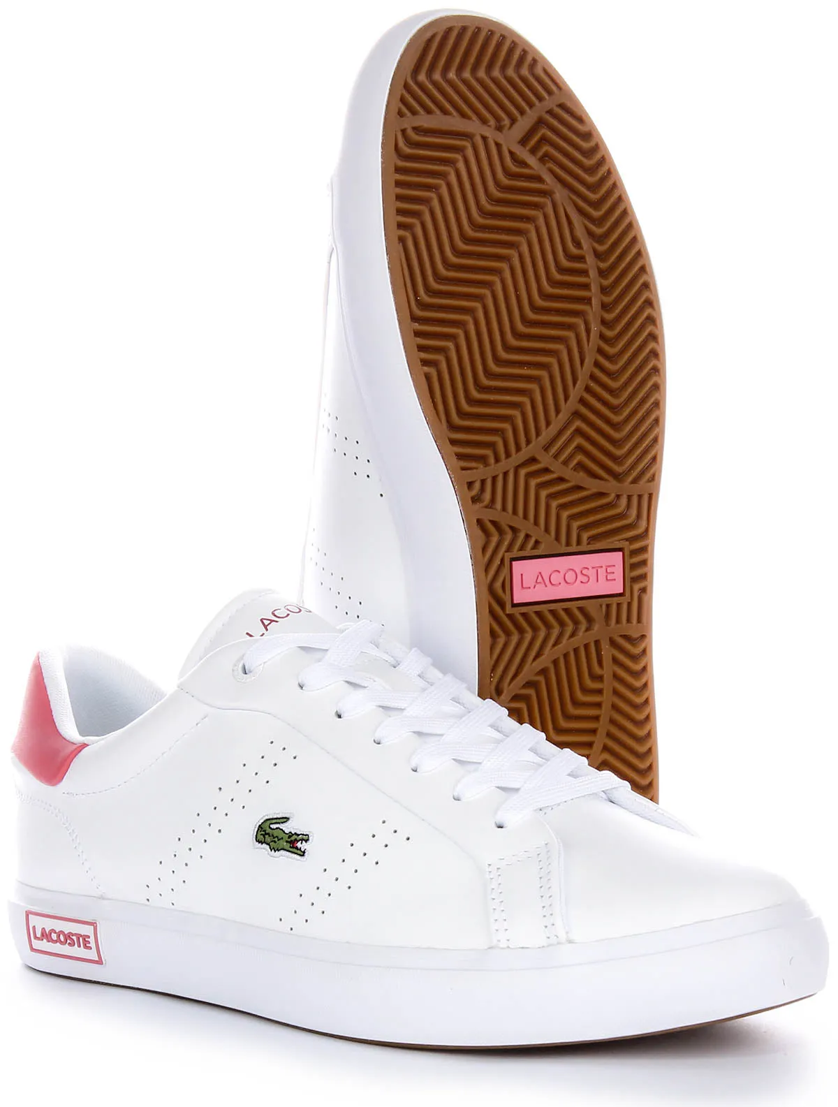 Lacoste Powercourt 2.0 En Blanc Rose Pour Femme Chaussures Lacoste