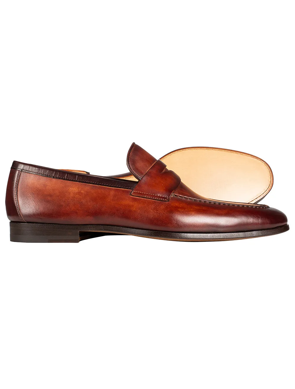 Mocassin à enfiler en cuir cognac