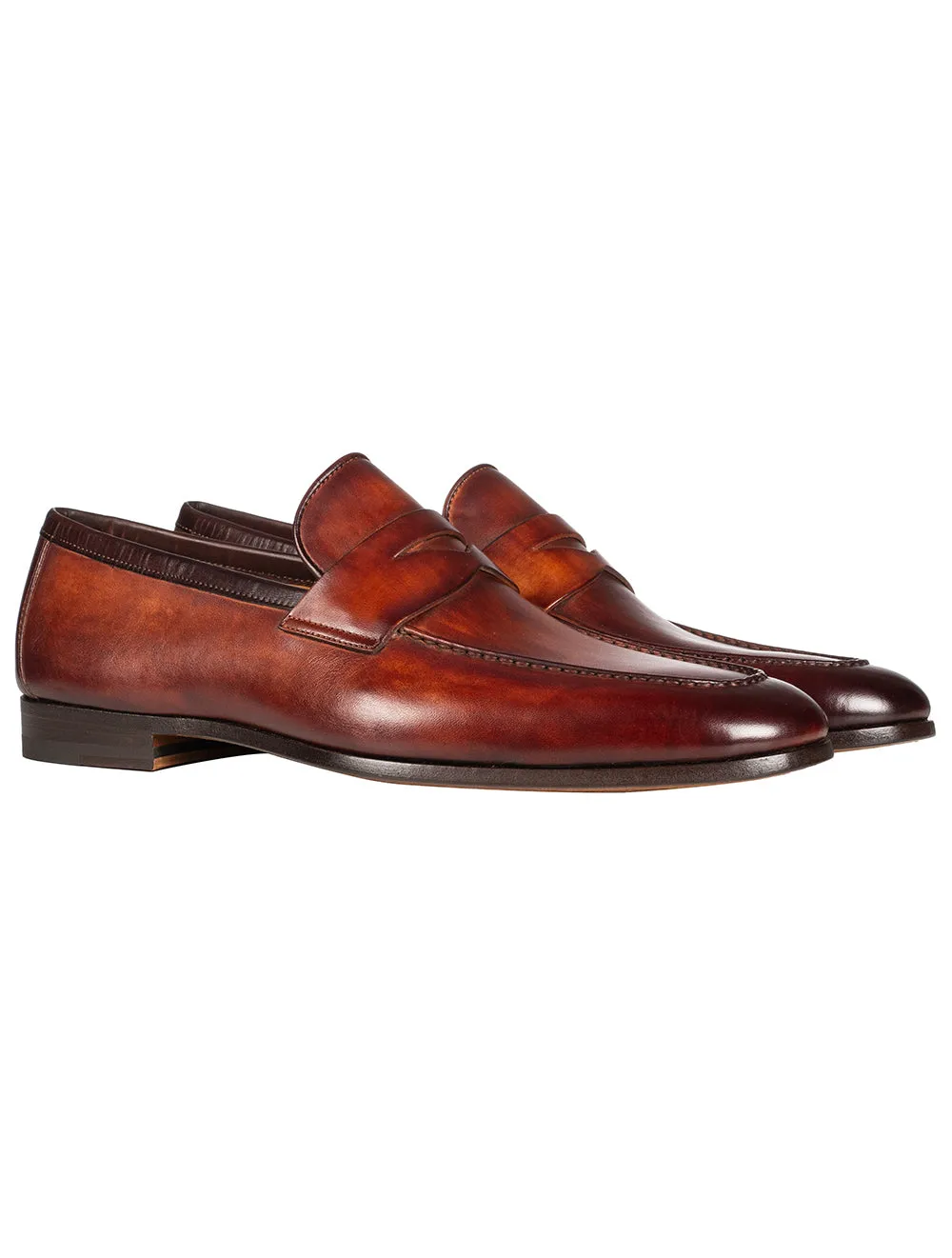 Mocassin à enfiler en cuir cognac