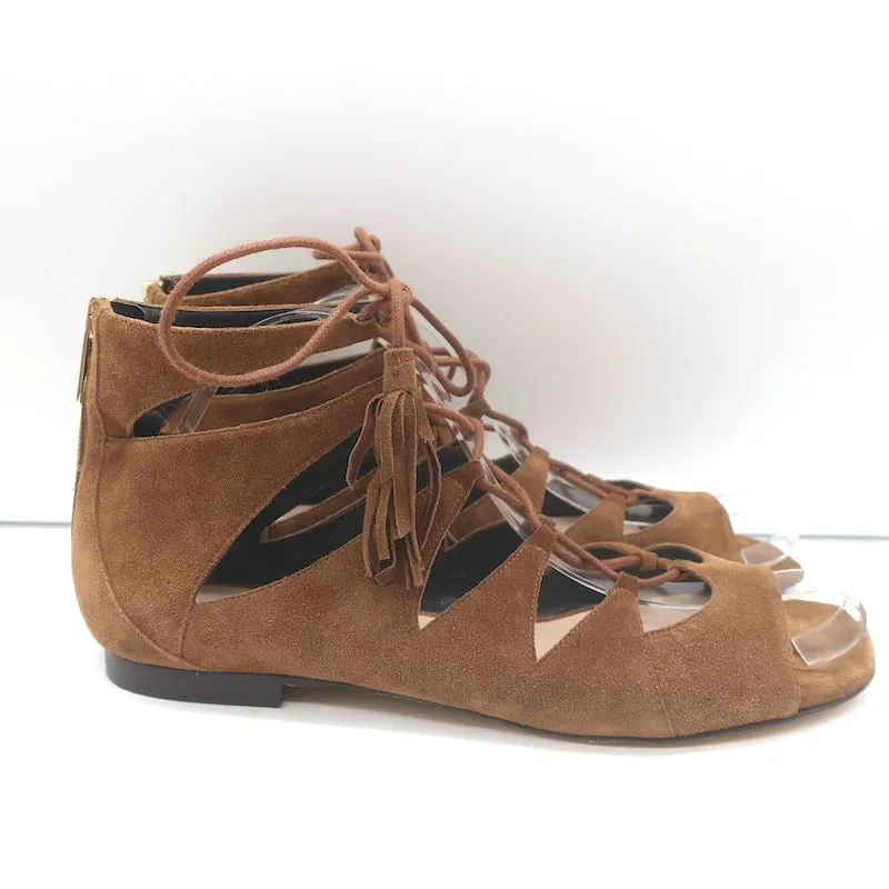 Sandales Gladiator L.K. Bennett en daim marron taille 40 à lacets plates
