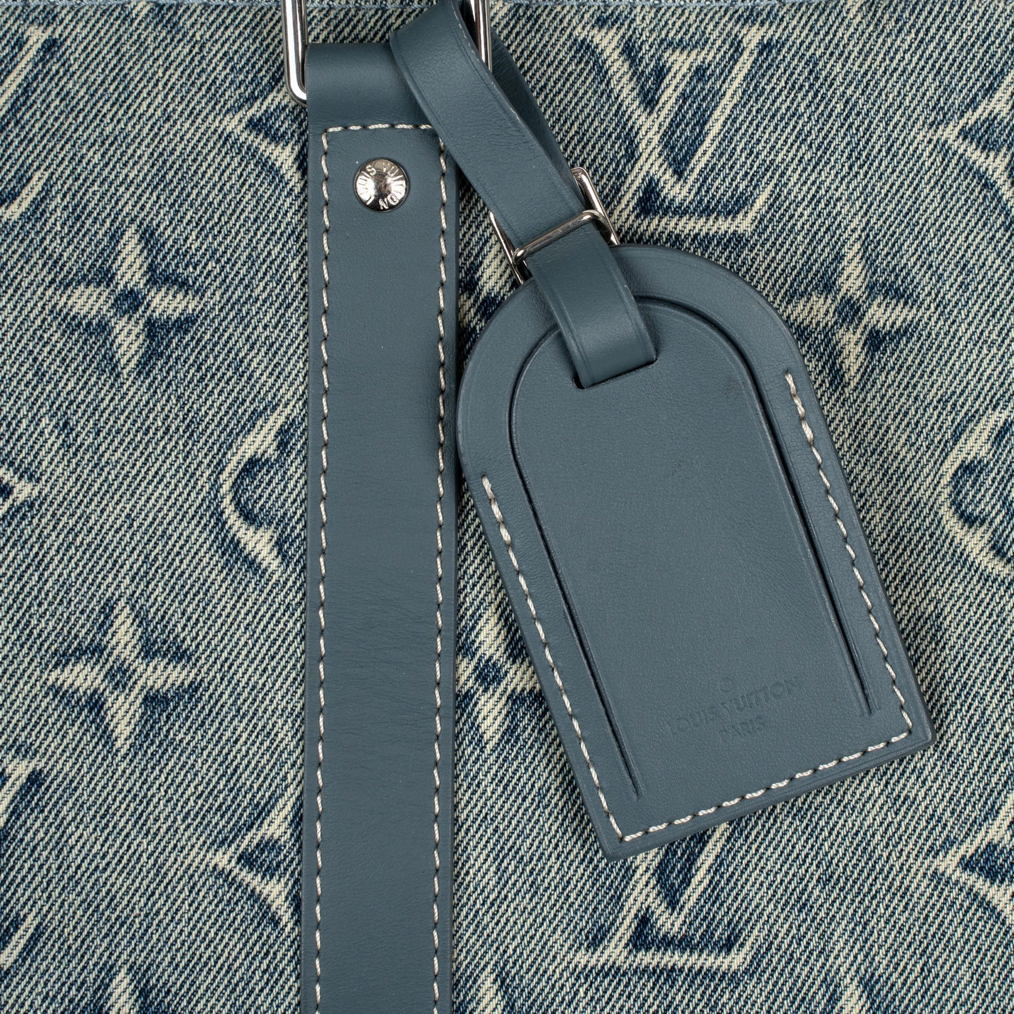 Louis Vuitton Monogram Washed Denim Keepall Bandouliere 50 Blue