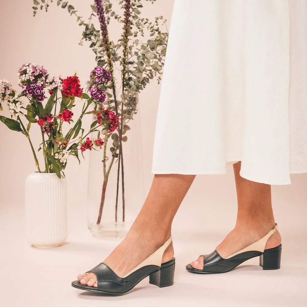 Escarpins Slingback Mara en Cuir Végétal de Pomme pour Femme | Noir