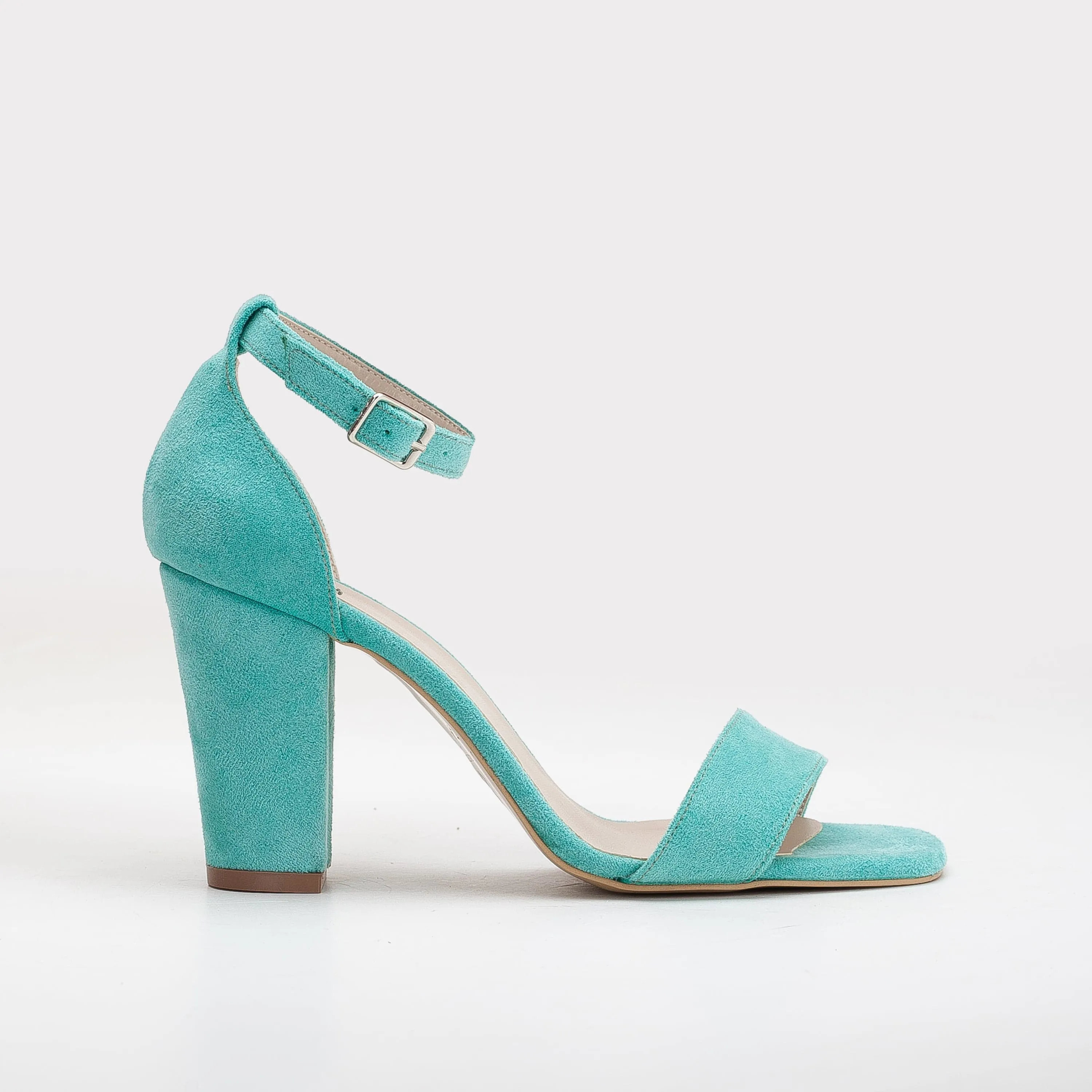 Sandales à talons Melissa en daim vegan perlé | Bleu aqua