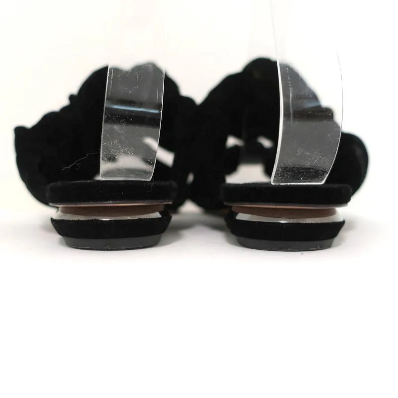 Nicholas Kirkwood Escarpins à Glissière Courtney Velours Noir Taille 37 à Double Bande
