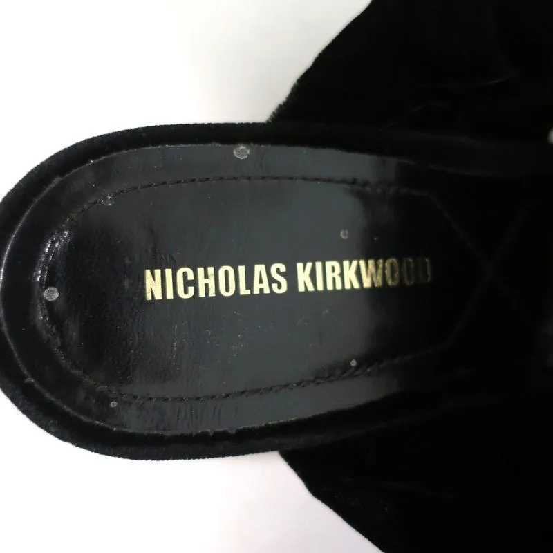 Nicholas Kirkwood Escarpins à Glissière Courtney Velours Noir Taille 37 à Double Bande