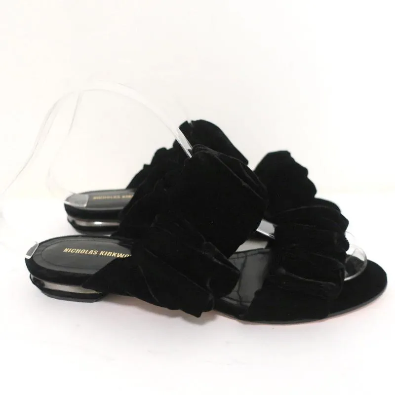 Nicholas Kirkwood Escarpins à Glissière Courtney Velours Noir Taille 37 à Double Bande