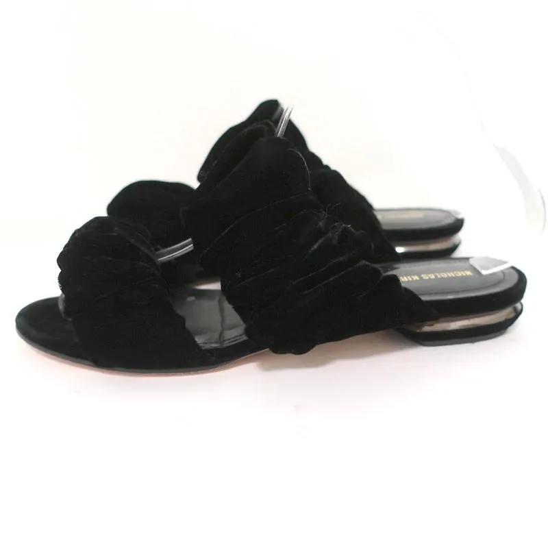 Nicholas Kirkwood Escarpins à Glissière Courtney Velours Noir Taille 37 à Double Bande