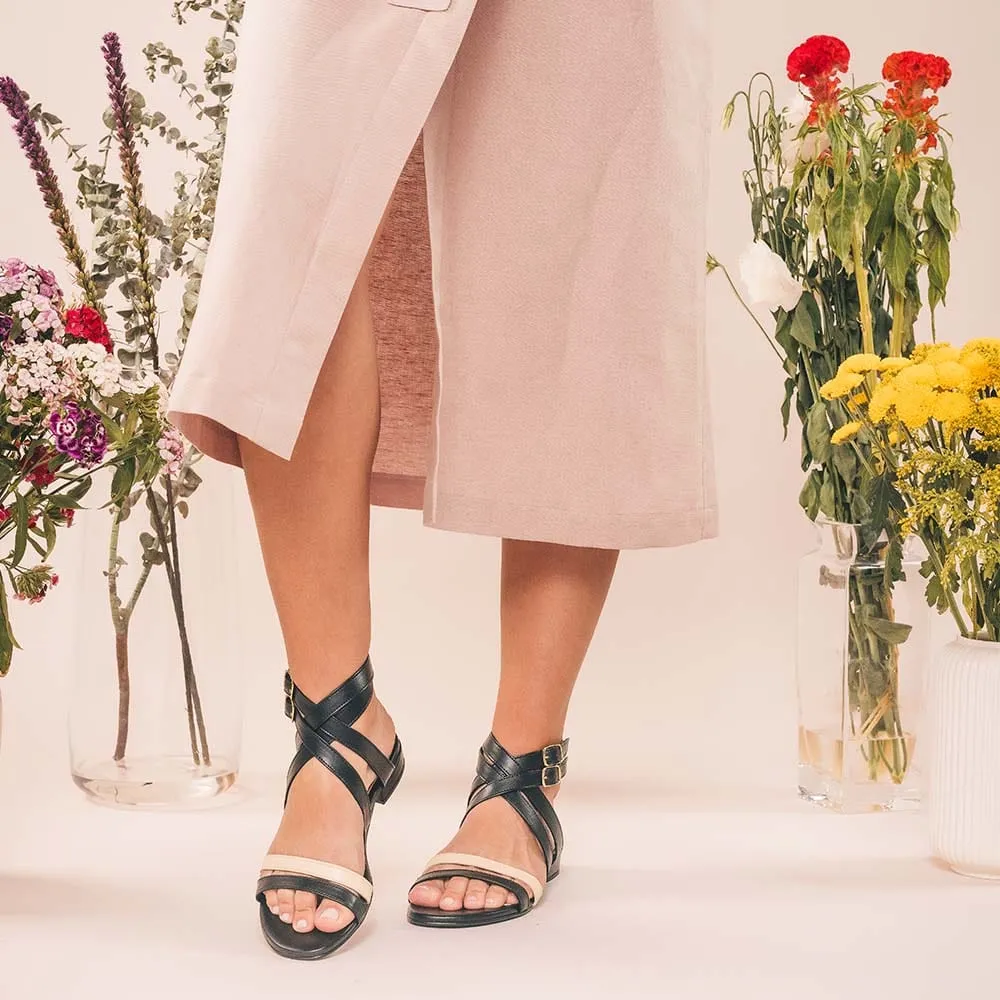 Sandales Vegan en Cuir de Pomme pour Femme Olga | Noir