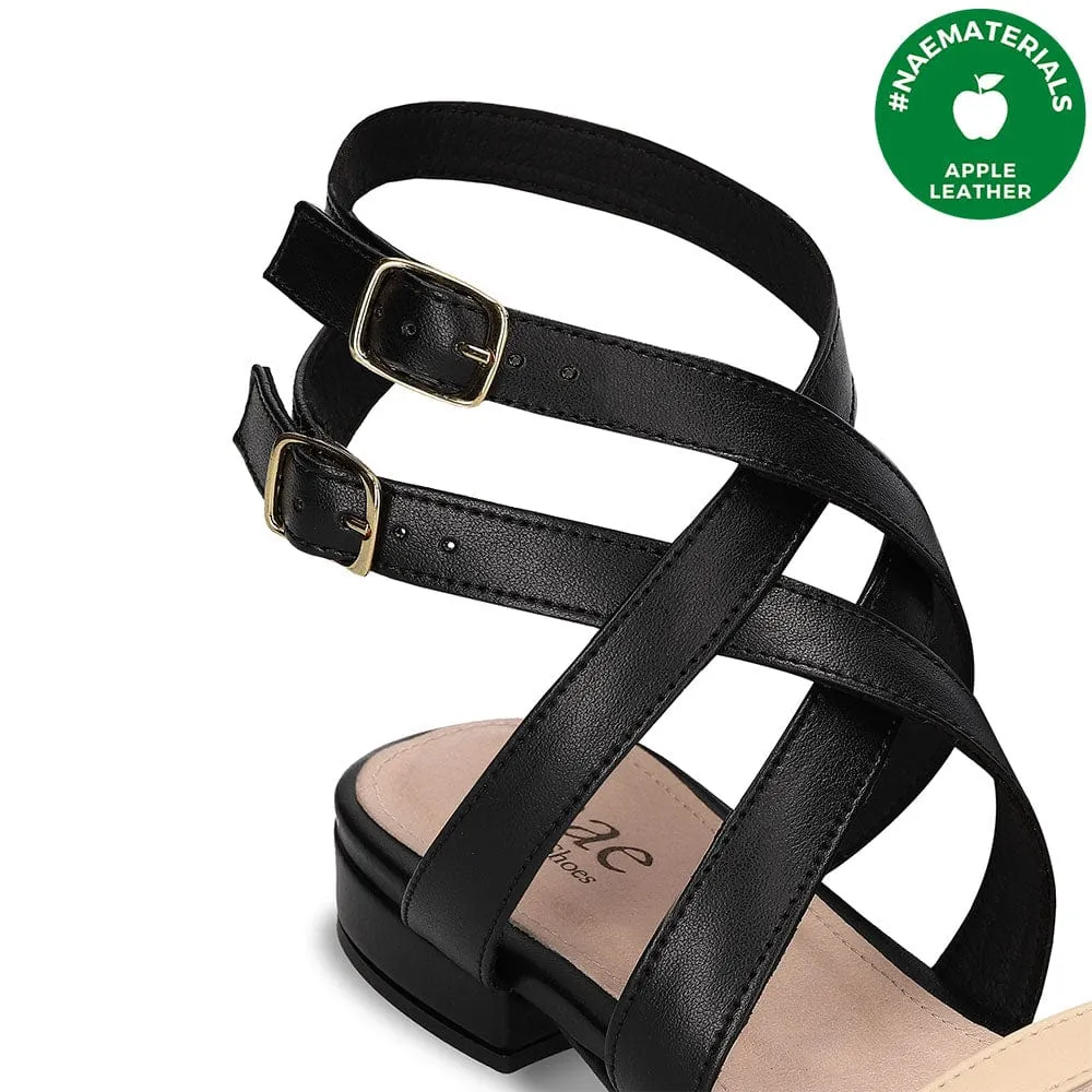 Sandales Vegan en Cuir de Pomme pour Femme Olga | Noir