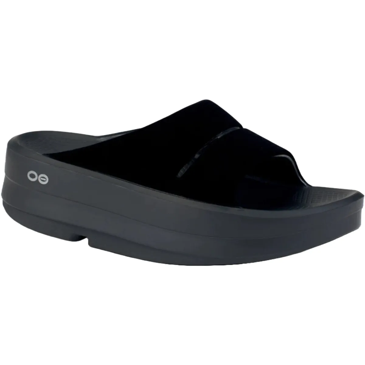 OOFOS OOmega OOahh Sandale Posh - Chaussures Posh Noir pour Femme Oofos