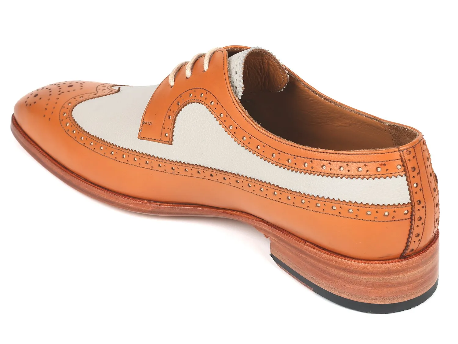 Paul Parkman Chaussures Paul Parkman Derby Wingtip Bicolores en Cognac et Crème