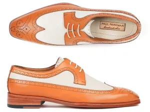 Paul Parkman Shoes Paul Parkman Dual Tone Wingtip Derby Shoes in Cognac & Cream