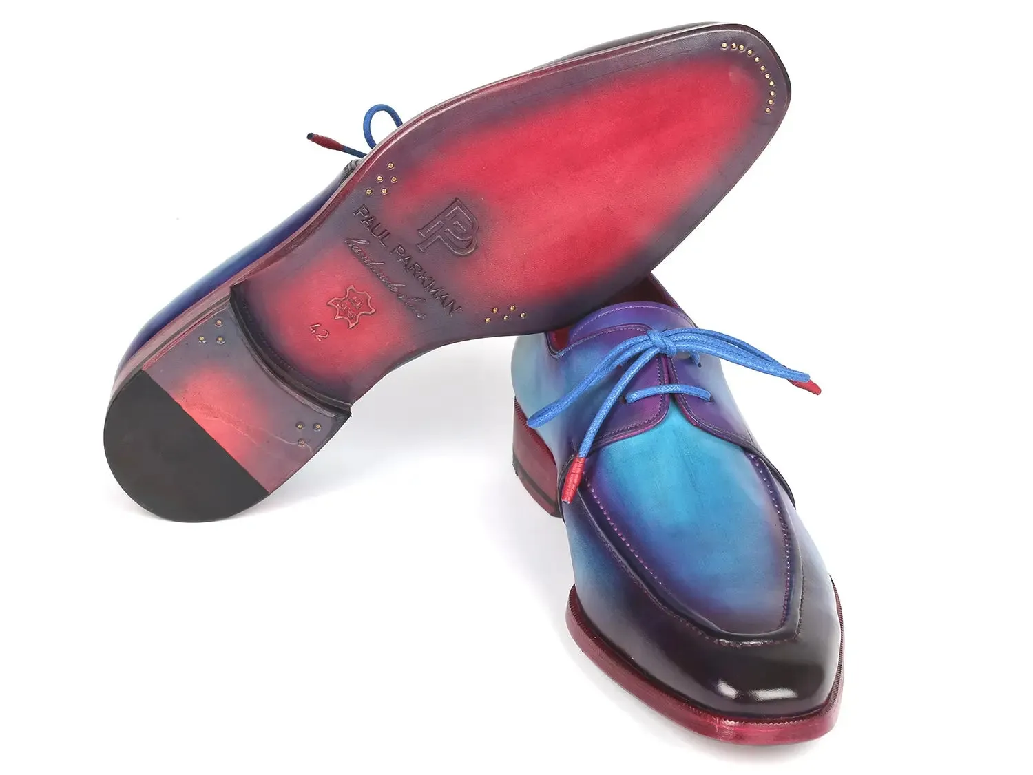 Paul Parkman Chaussures Paul Parkman Derby à bavette pour hommes en turquoise et violet
