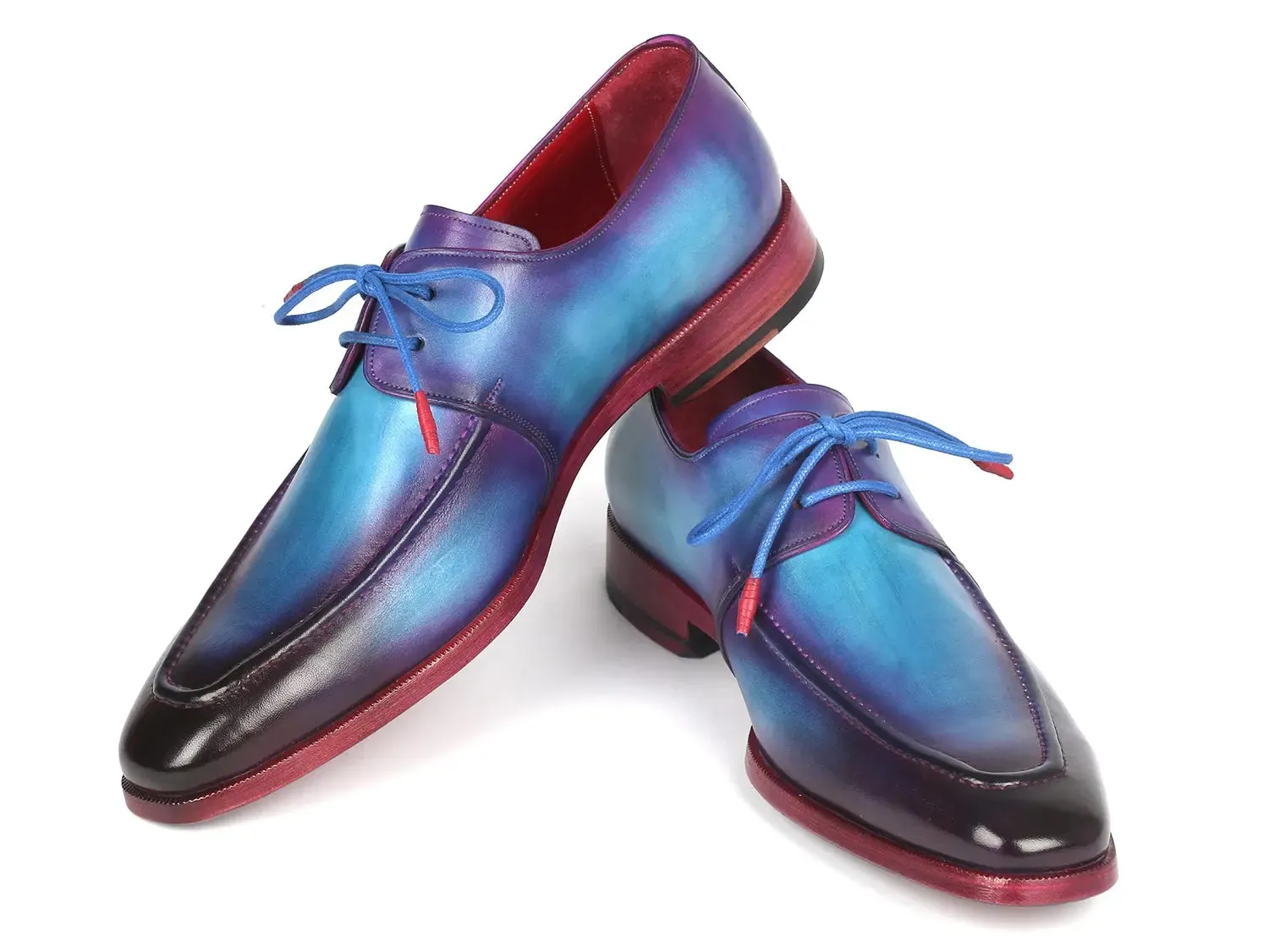 Paul Parkman Chaussures Paul Parkman Derby à bavette pour hommes en turquoise et violet
