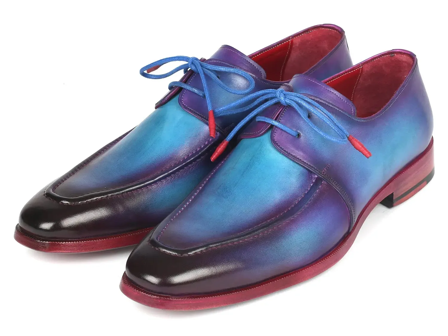Paul Parkman Chaussures Paul Parkman Derby à bavette pour hommes en turquoise et violet