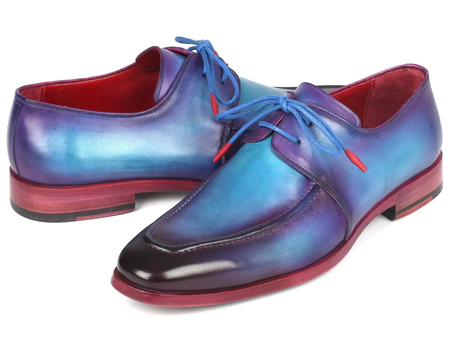 Paul Parkman Chaussures Paul Parkman Derby à bavette pour hommes en turquoise et violet