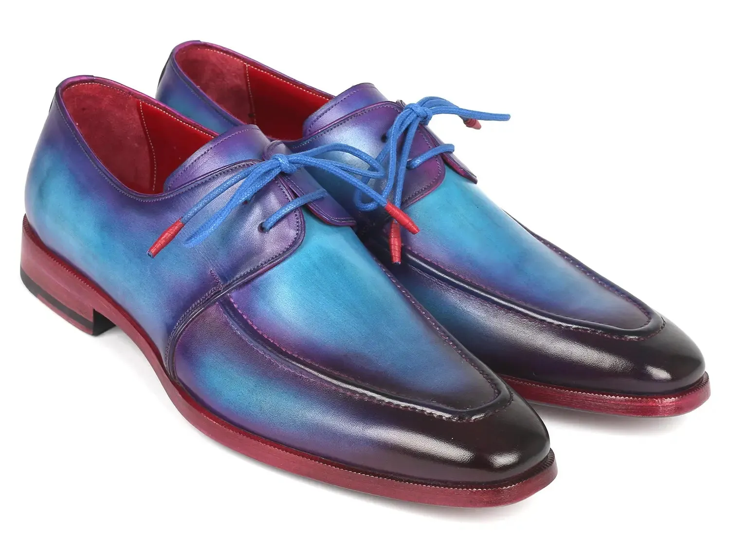 Paul Parkman Chaussures Paul Parkman Derby à bavette pour hommes en turquoise et violet