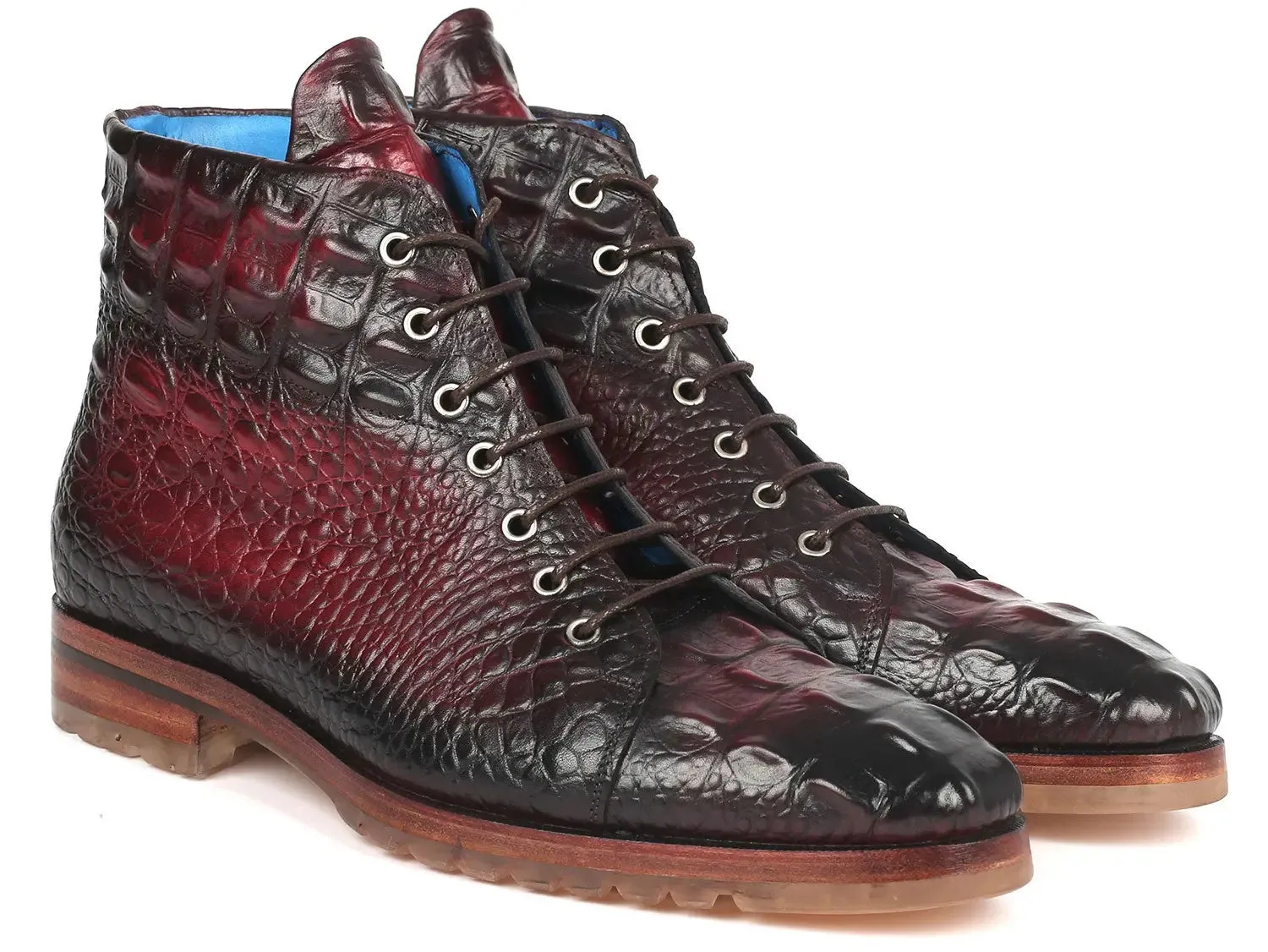 Paul Parkman Chaussures Bottes en cuir à motif crocodile pour homme Paul Parkman en bordeaux