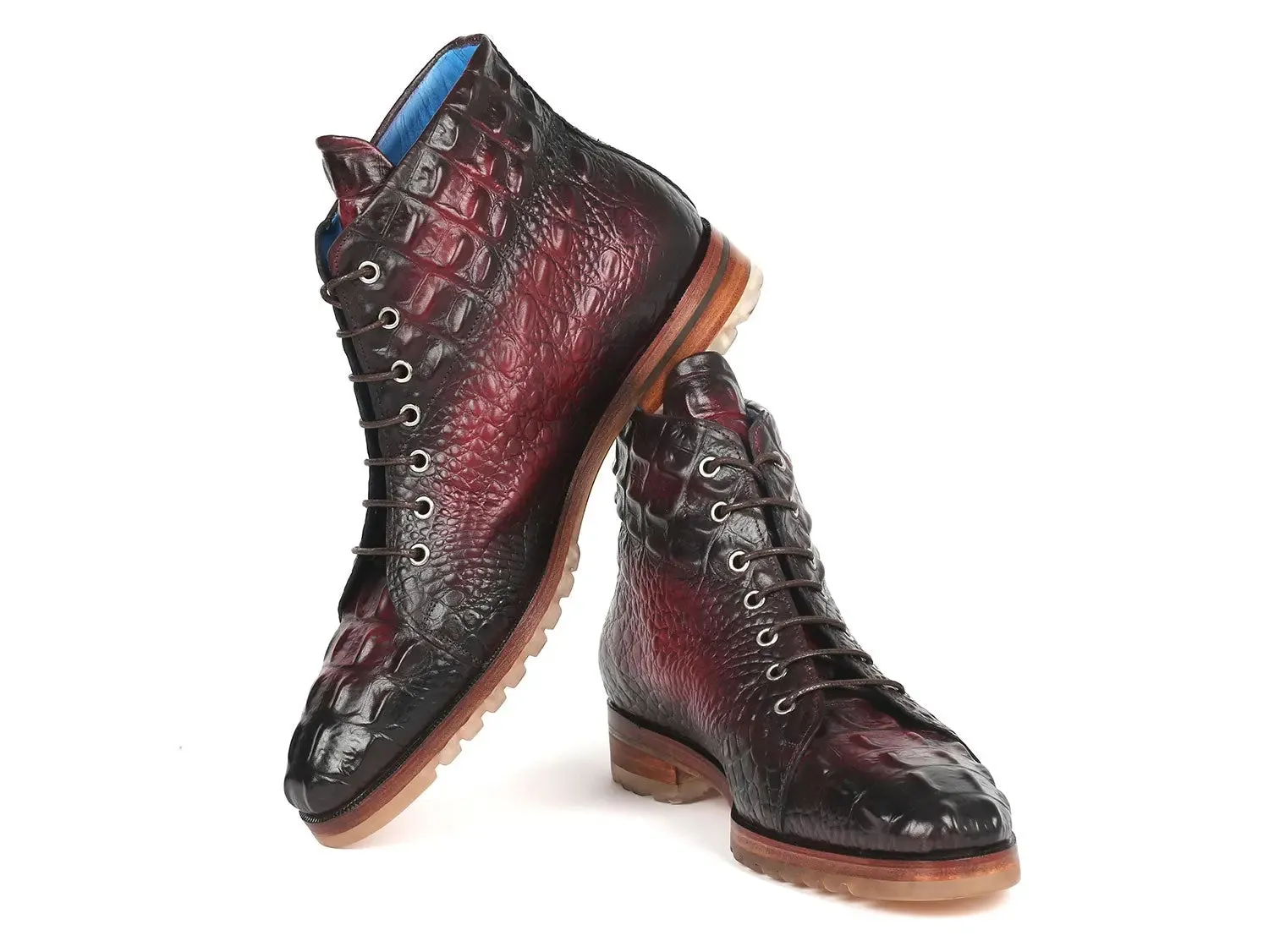 Paul Parkman Chaussures Bottes en cuir à motif crocodile pour homme Paul Parkman en bordeaux