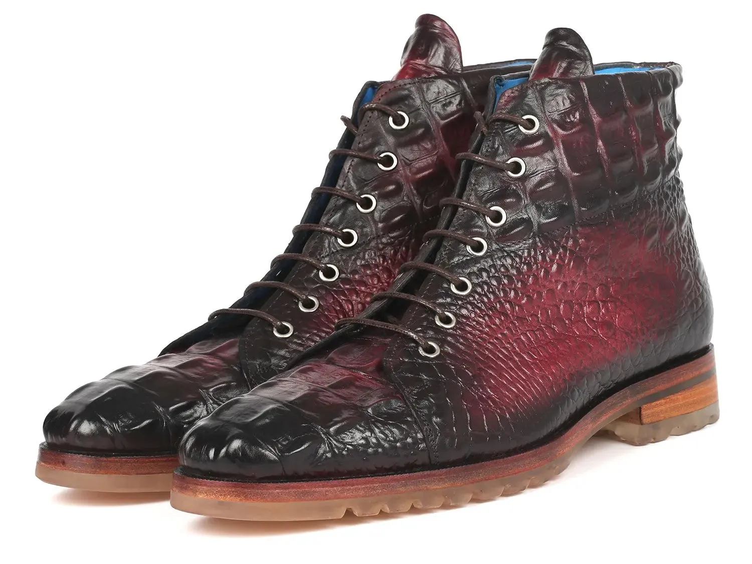 Paul Parkman Chaussures Bottes en cuir à motif crocodile pour homme Paul Parkman en bordeaux