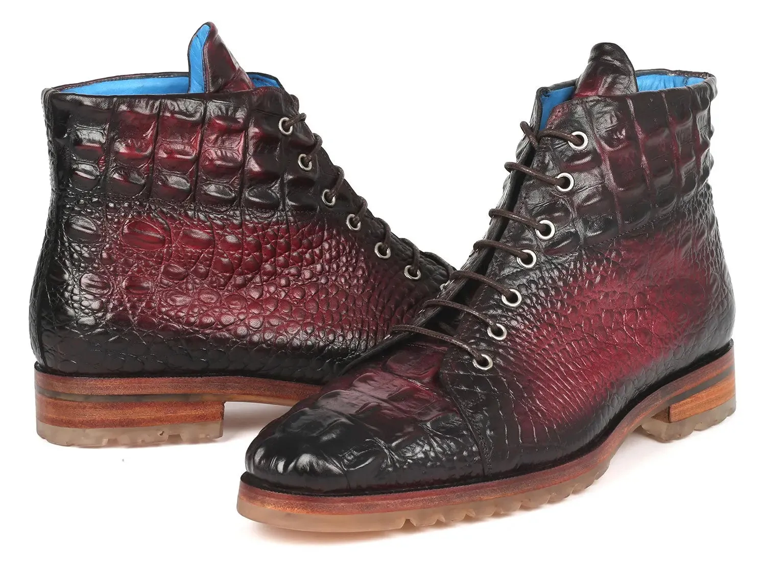 Paul Parkman Chaussures Bottes en cuir à motif crocodile pour homme Paul Parkman en bordeaux