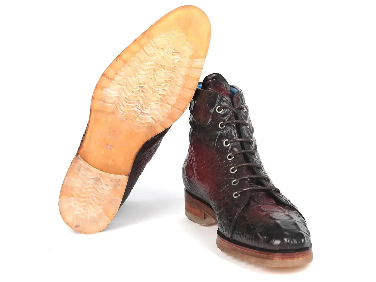 Paul Parkman Chaussures Bottes en cuir à motif crocodile pour homme Paul Parkman en bordeaux