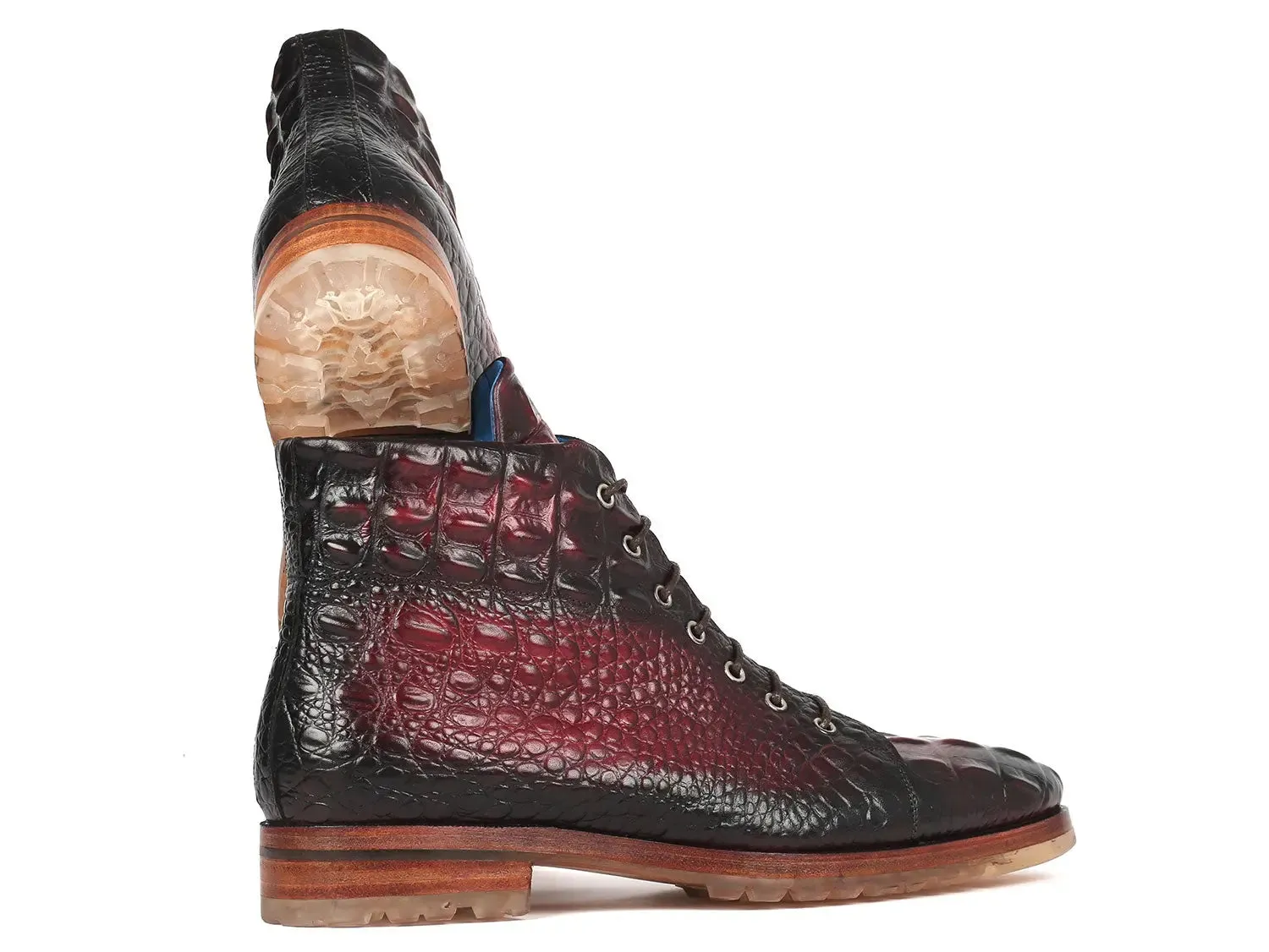 Paul Parkman Chaussures Bottes en cuir à motif crocodile pour homme Paul Parkman en bordeaux
