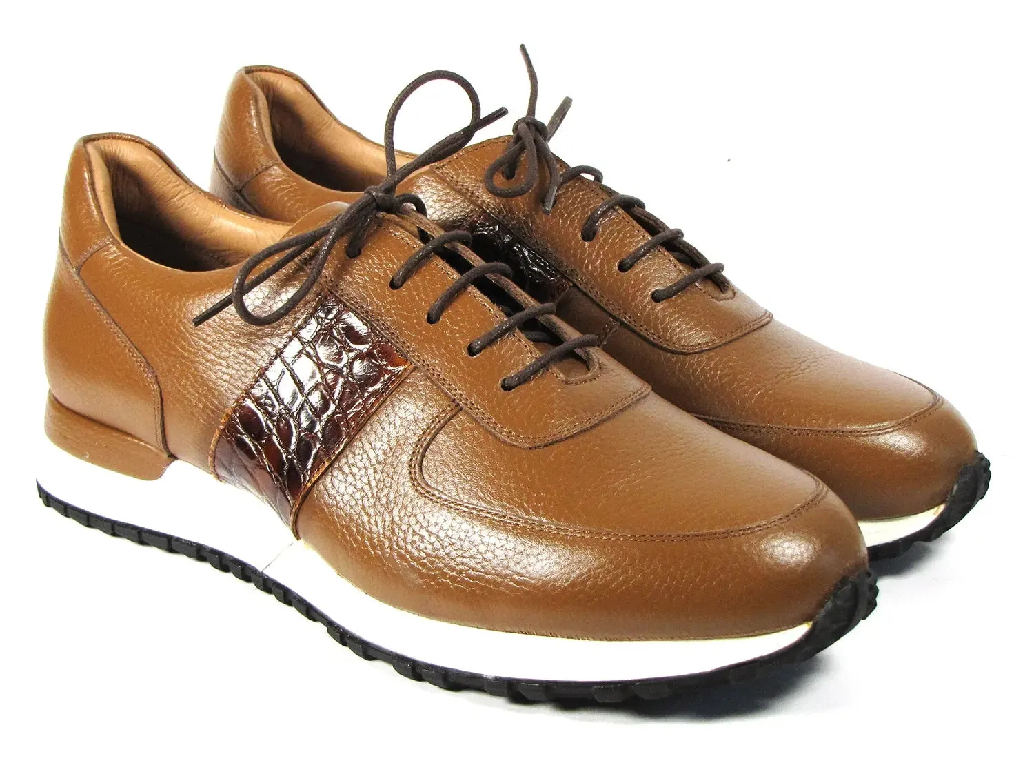 Paul Parkman Chaussures Paul Parkman Sneakers en Cuir Flottant pour Homme en Cognac