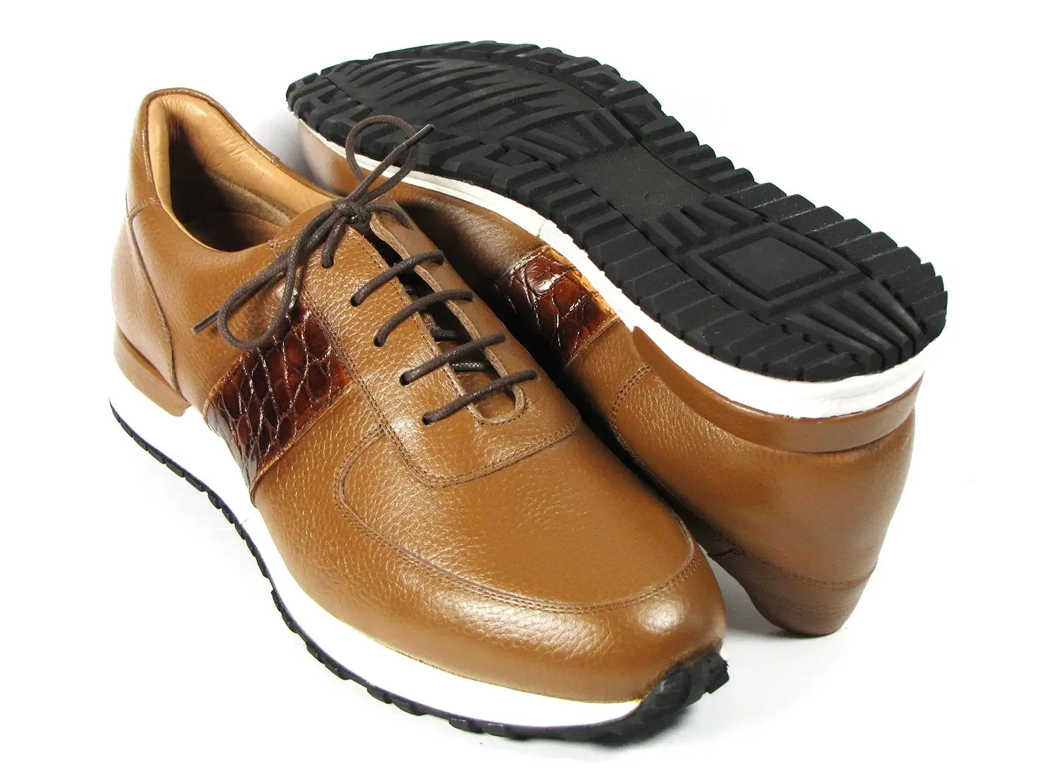Paul Parkman Chaussures Paul Parkman Sneakers en Cuir Flottant pour Homme en Cognac