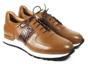 Paul Parkman Shoes Paul Parkman Men's Floater Leather Sneakers in Cognac