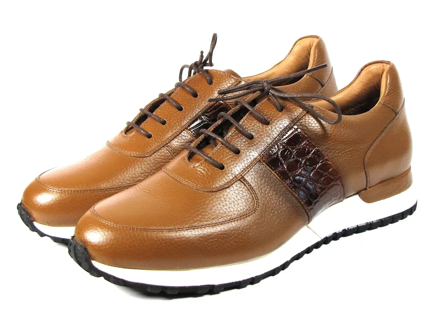 Paul Parkman Chaussures Paul Parkman Sneakers en Cuir Flottant pour Homme en Cognac