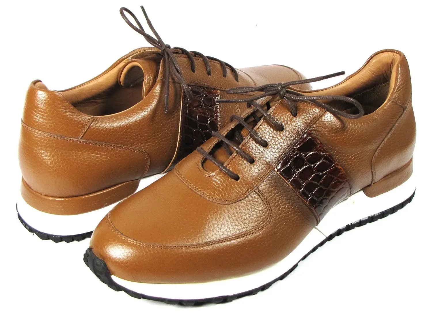 Paul Parkman Chaussures Paul Parkman Sneakers en Cuir Flottant pour Homme en Cognac