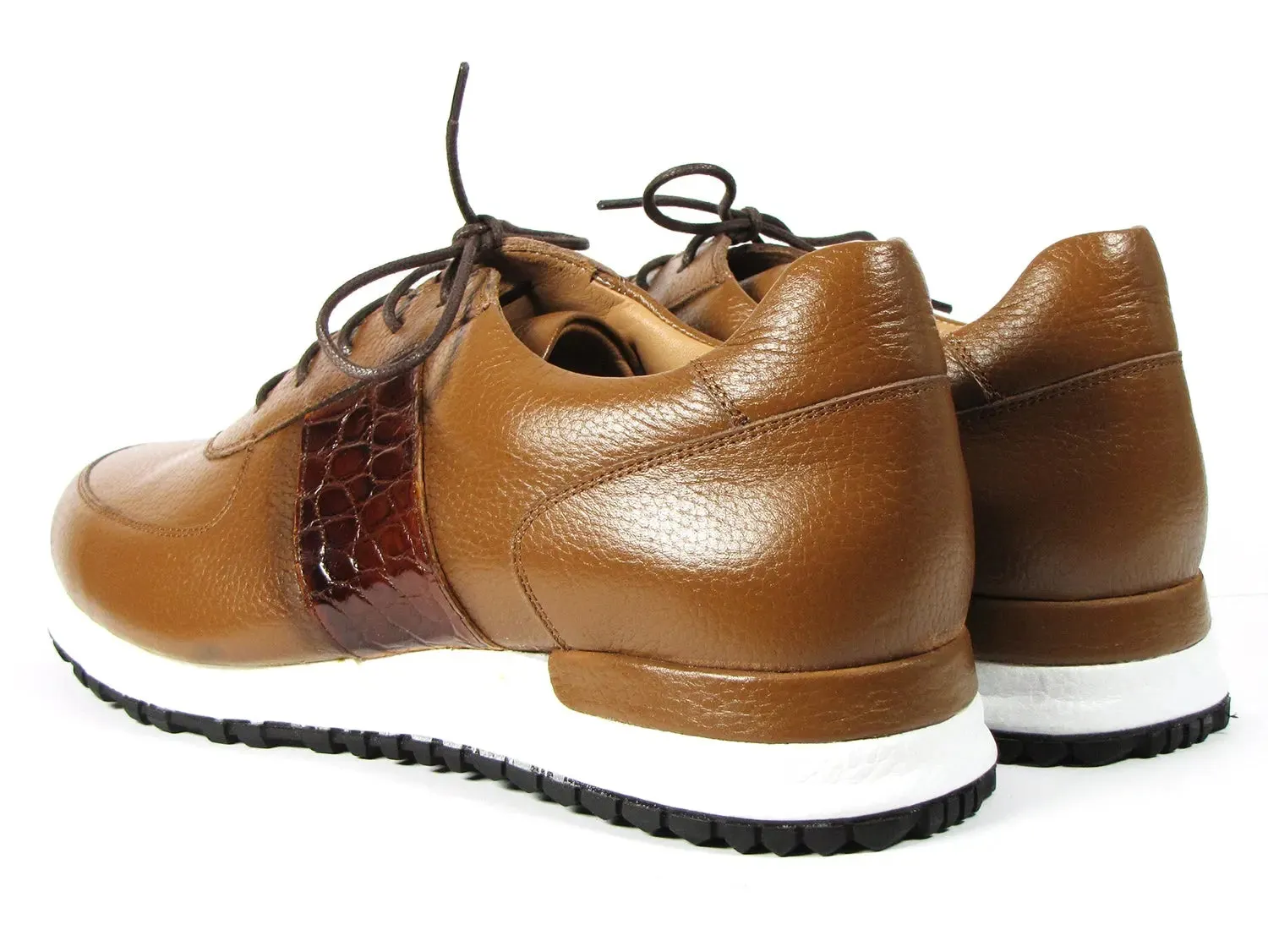 Paul Parkman Chaussures Paul Parkman Sneakers en Cuir Flottant pour Homme en Cognac