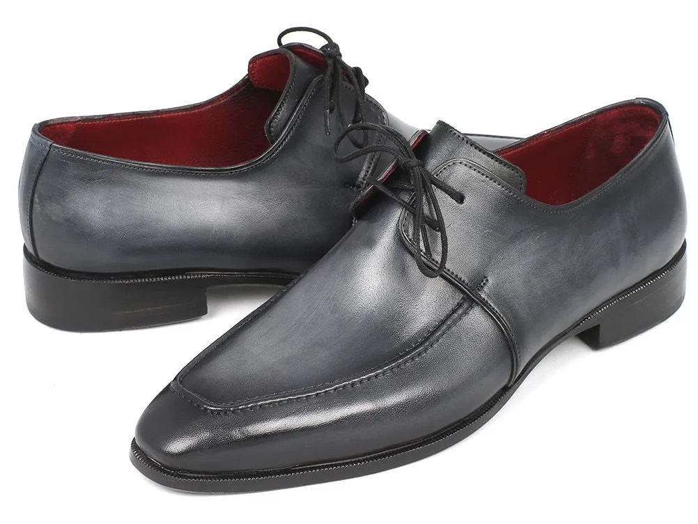 Paul Parkman Chaussures Paul Parkman Derby en Cuir à Tablier Peint à la Main pour Hommes en Gris et Noir
