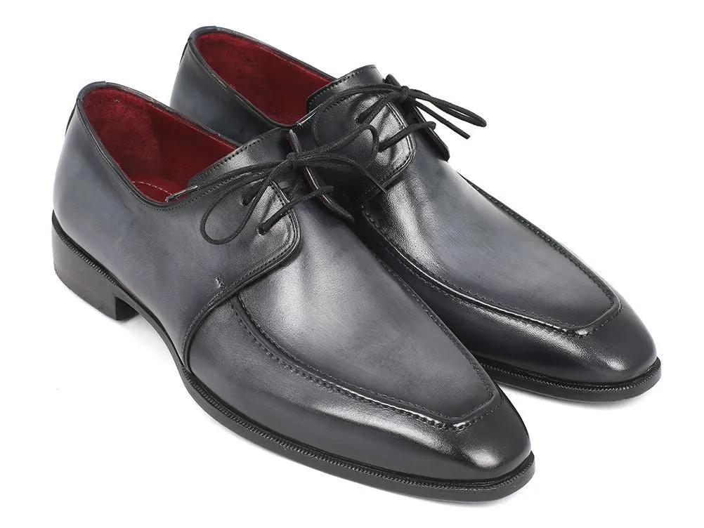 Paul Parkman Chaussures Paul Parkman Derby en Cuir à Tablier Peint à la Main pour Hommes en Gris et Noir